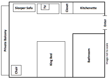 Building B 2nd Floor 1 King Chart - Waves Oceanfront Resort